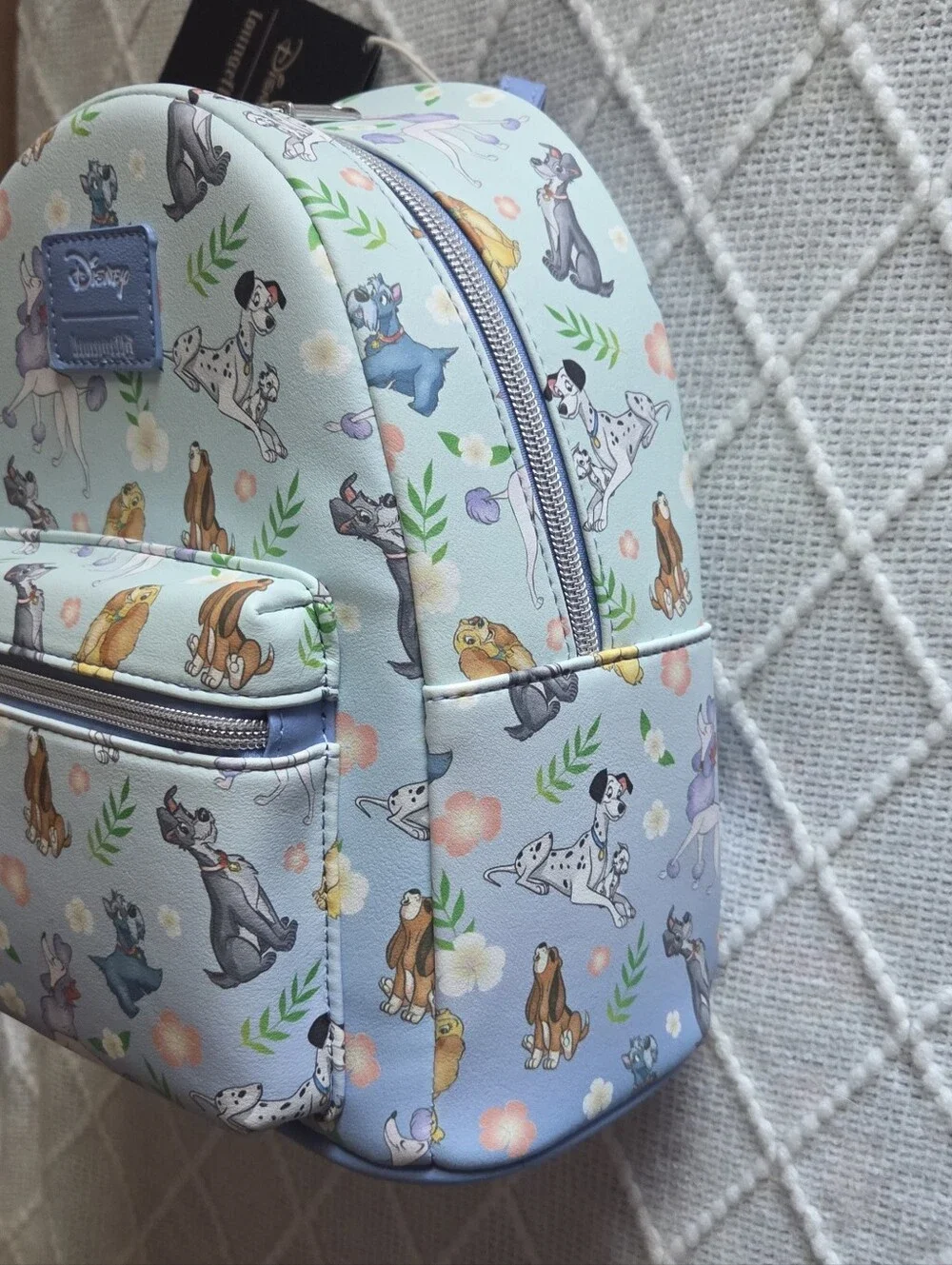 Loungefly Disney Dogs Floral Mini Backpack Blue - Picture 4 of 8